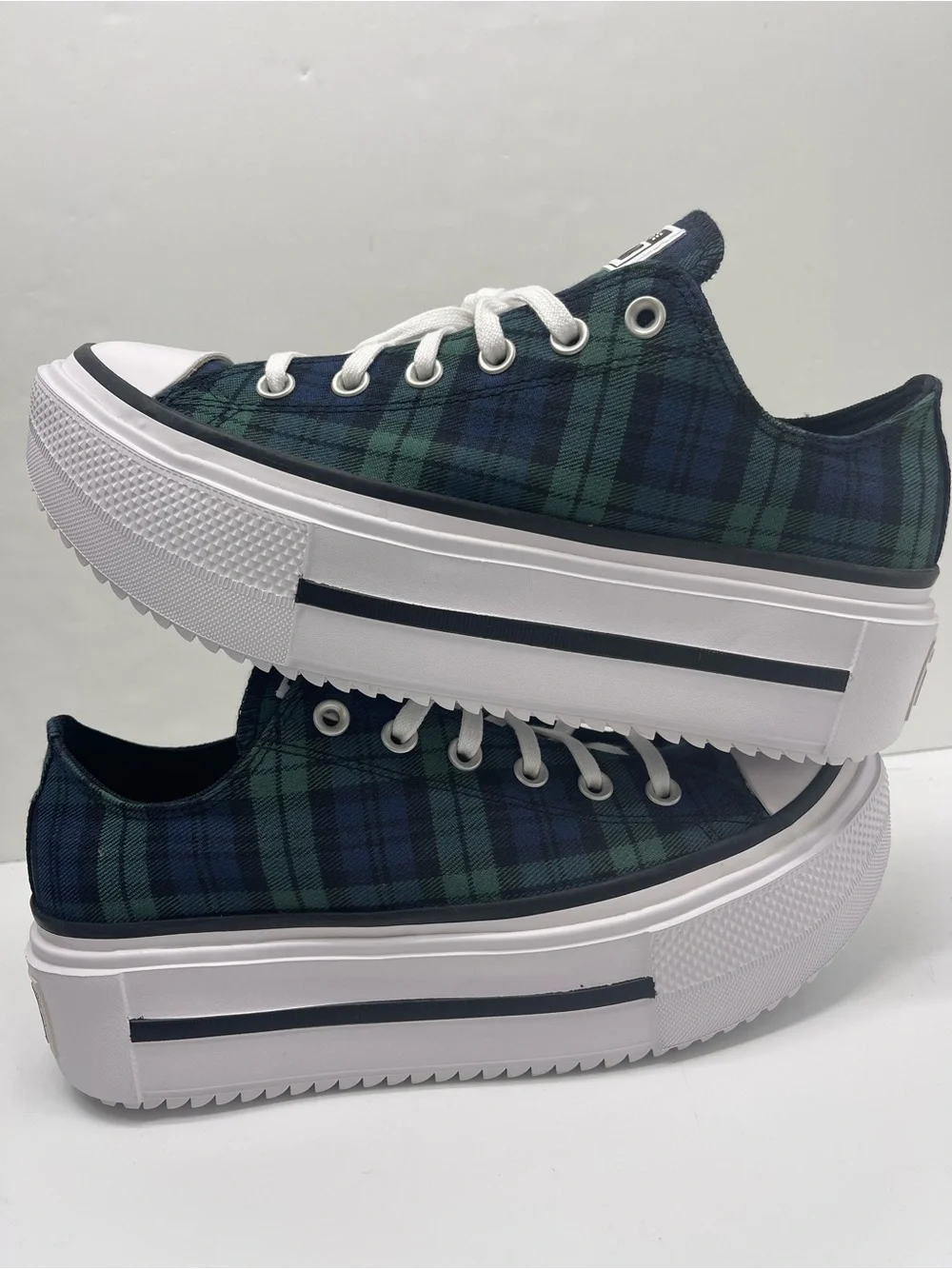 Converse WMNS CTAS Lift Double Stack Ox Navy Black Branch Out Platform Sneakers
